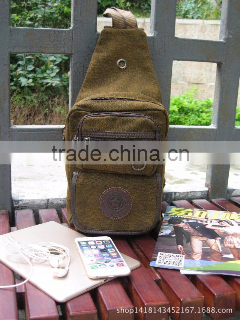 Factory price qualified easy taking natural canvas chest bag for men