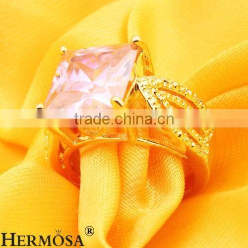 Good-Looking Deluxe Sweet Pink Kunzite 18K GP Women Engagement Ring Size 7 AR237