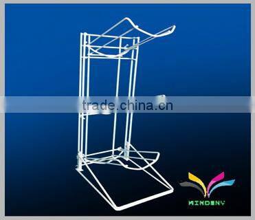 Powder coated 3 floors white advertising metal wire water bottle display rack