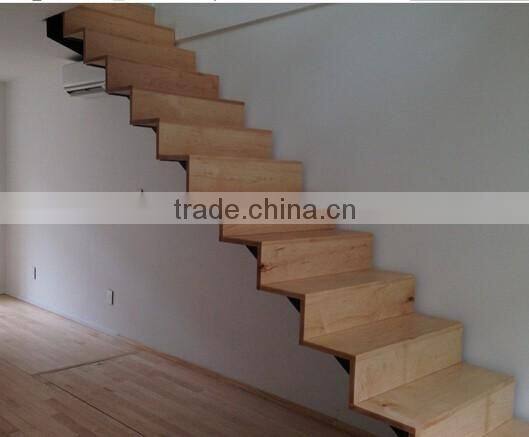 modern interior closed riser straight steel wood staircase
