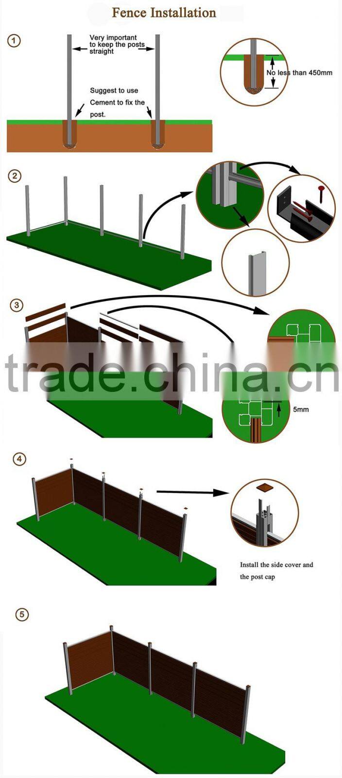 WPC PVC fence wood plastic composite fence