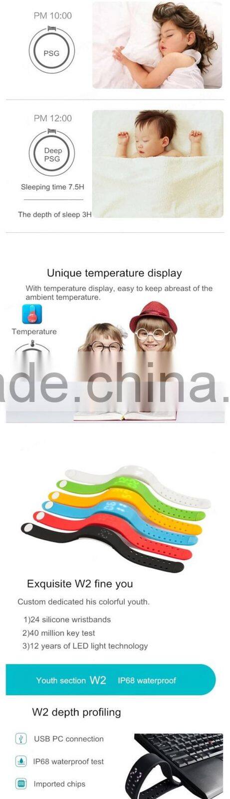 Real-time OLED Waterproof Activity Tracker pedometer W2 Sleep smart health WRISTBAND