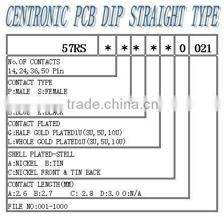 2.16mm Champ 25 pair 50 pin DDK Ribbon PCB Straight DIP Male Plug Type Connector