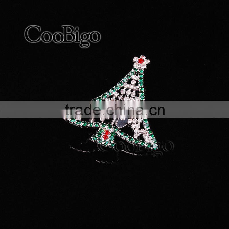 Fashion Jewelry Inlay Rhinestone Chain Welding Christmas Tree Pin Brooch Christmas Party Gift Promotion Apparel Accessories