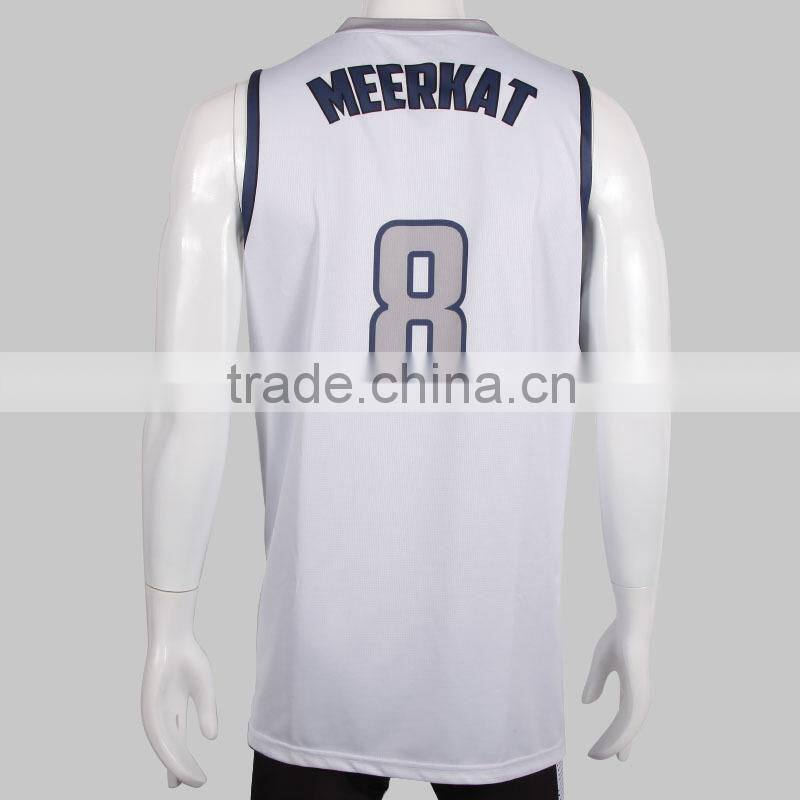 2015 Latest white&blue dri fit custom reversible basketball jersey design