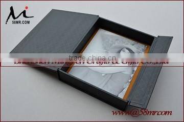 Fabric Leather Wood Photo Storage Box