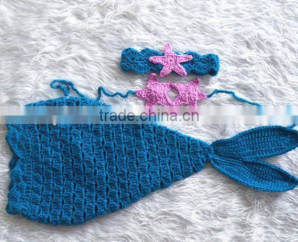 wholesale fashion costume crochet mermaid tail newborn photo props