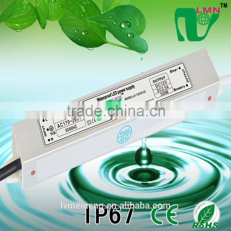 CE IP67 waterproof constant Voltage 30W led driver supply