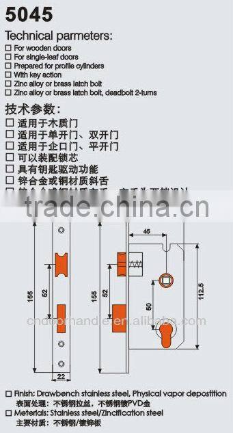 Door lock in guangzhou new style handle lock plate door lock