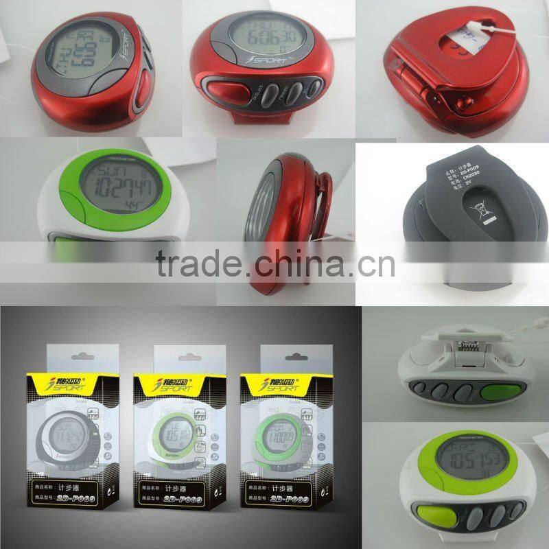 7 days memory 3D FM pedometer manual for ce pedometer