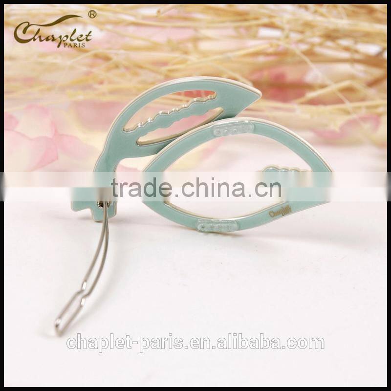 2015 newly leaf style hair accessories of rhinestone hairpin