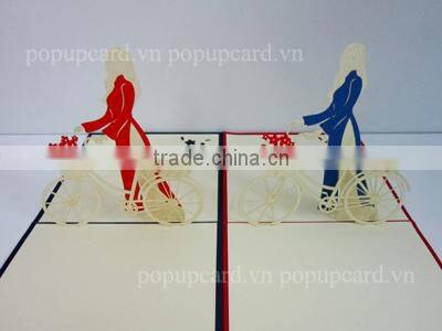 Bride and Groom on the moon 3d greeting card