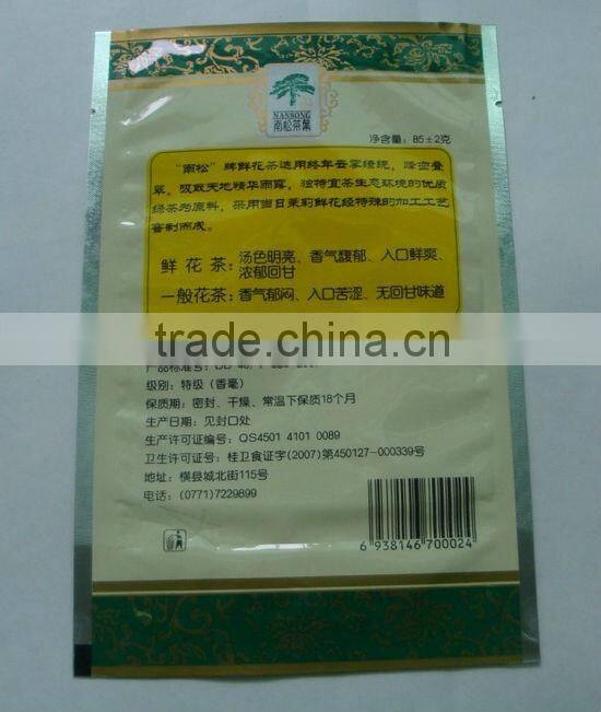 Beautiful printed plastic packaging bag for tea