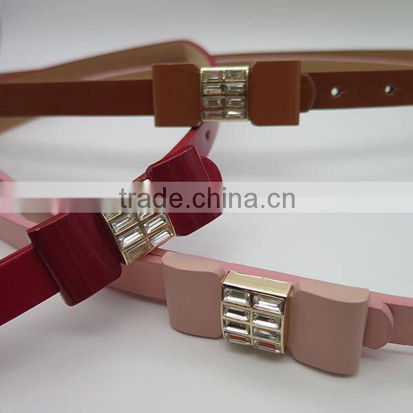 Candy color fashion skinny belt with glass for dress