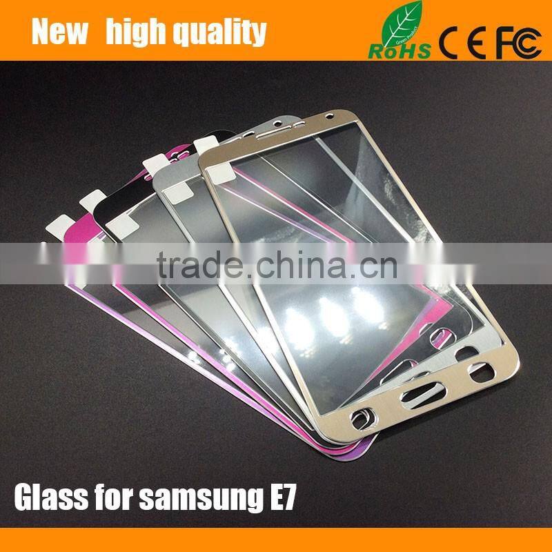 2.5D Titanium alloy brushed metal Tempered Glass Screen Protector for Samsung E7