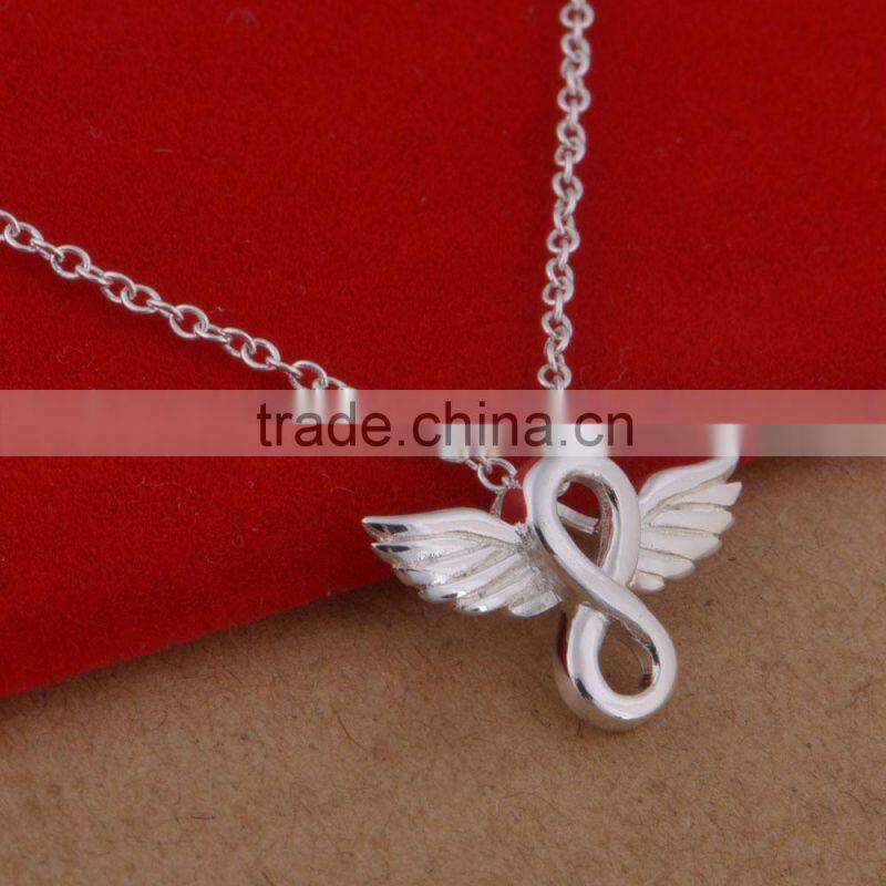 mens silver necklace cheap angel 925 wing pendant