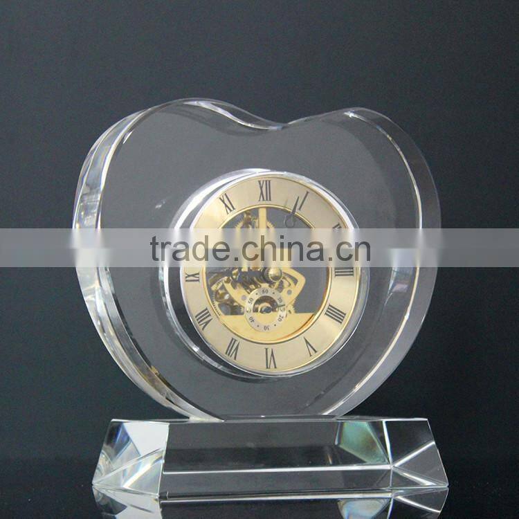 2015 heart shape crystal tuning chinese electronic clock movement gift