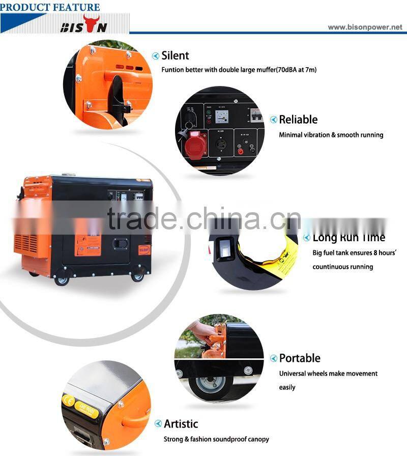 BISON China 6500 low price soundproof diesel generator home use silent type