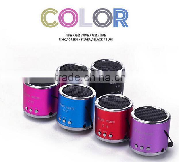 Wholesale Bulk round metal usb speaker fm radio mini speaker with micro-sd / tf card
