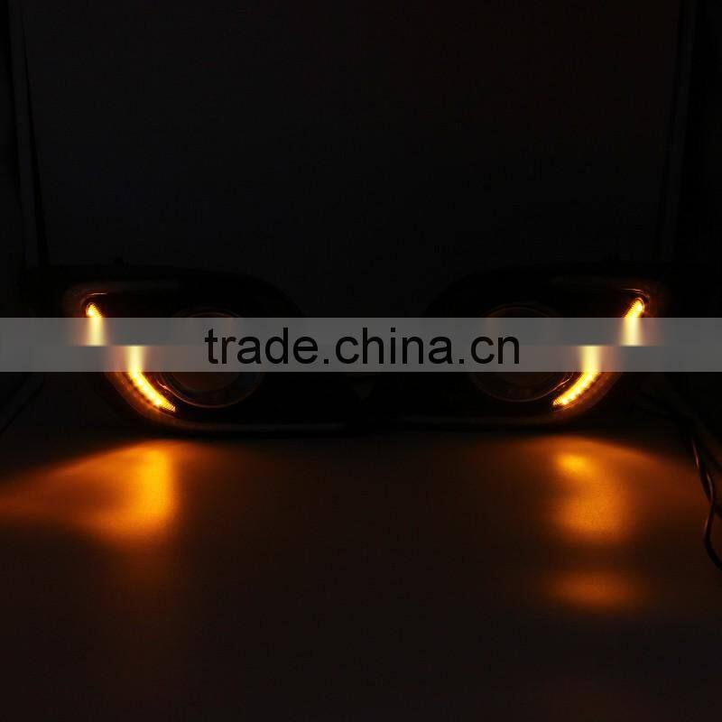 car led fog day lamp cover with yellow turn signal light drl led daytime running light for mazda 3 axela