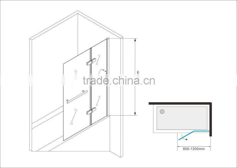 Galss shelf brass hinge SUS handle shower bath screen EX-233-2