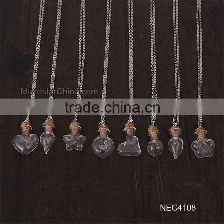 8 Designs DIY Creative Drift Bottles Glass Pendant Necklace Dandelion Necklace