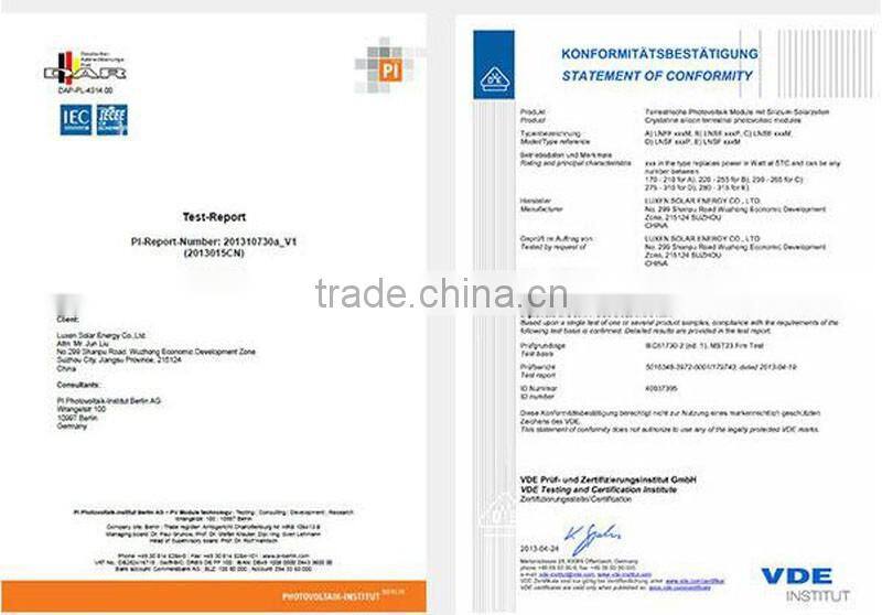 145w polycrystalline solar panel with CE ISO PID TUV VID