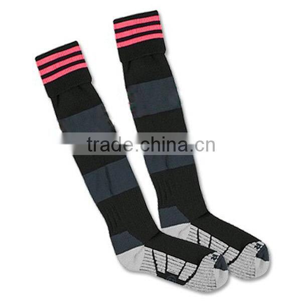 custom logo high quality men's nylon stripes customized wholesale long football socks