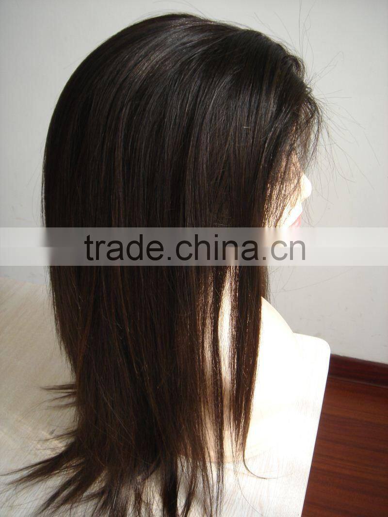 Unprocessed Human Hair Lace Front Wig With Bangs Made In China