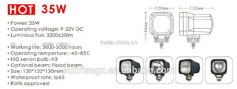 35W Highpower vehicle hid Driving Light, HID working Lamp for ATV SUV TRUCK JEEP Offroad Vehicles(SR-HID-2005,H3 HID BULB)