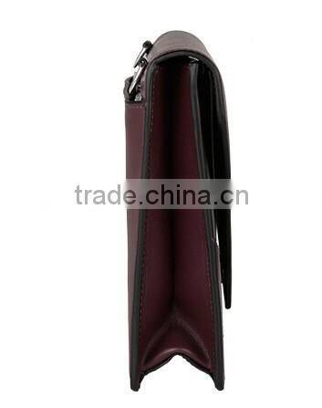 2016 HOT design fashion lady genuine leather envelope clutch bags with color matched saffiano leather purse for women