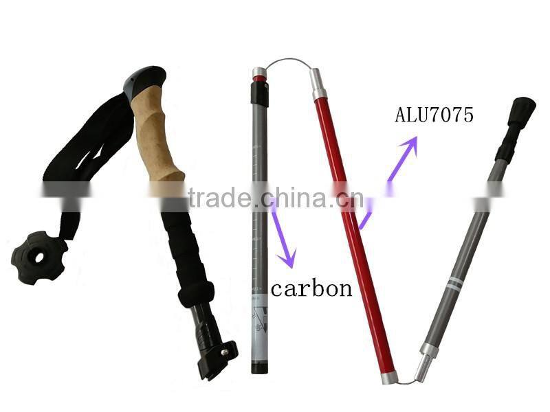 carbon fiber&alumium telescopic trekking nordic folding walking pole