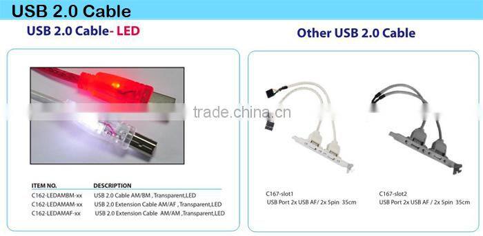 Led High Speed And Quality USB 2.0 Cable AM/AF