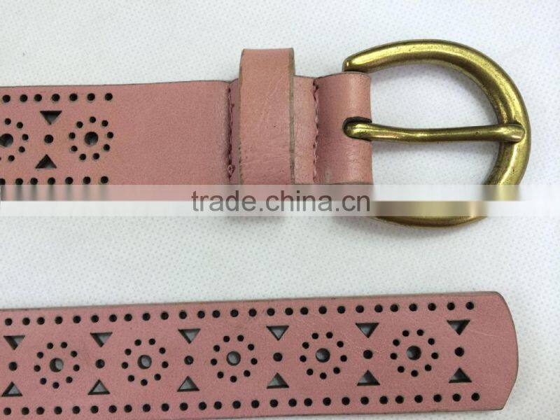 women's burned perforated jeans garment belt for trousers