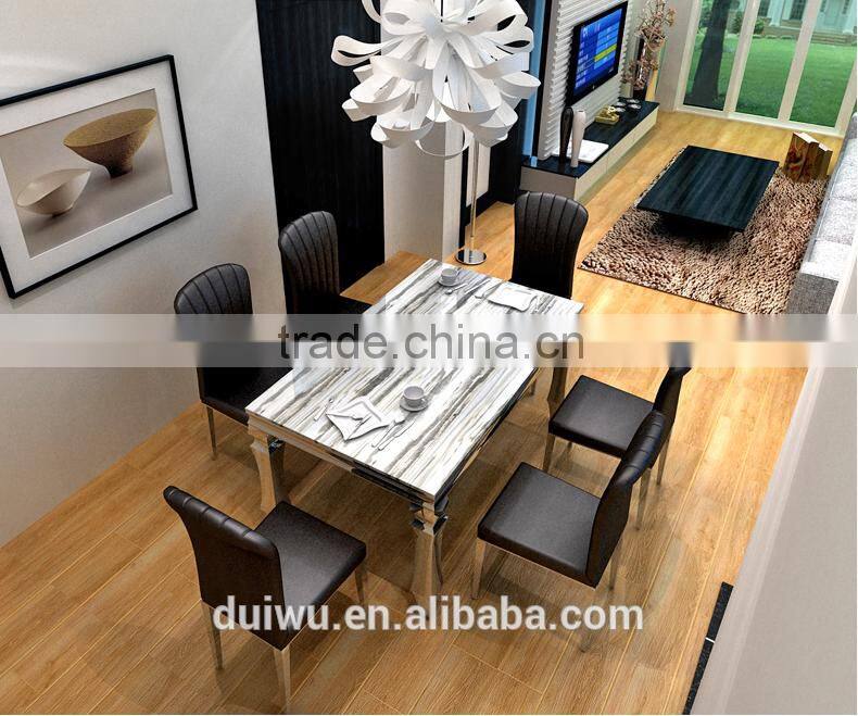 Modern dining room furniture strong natural marble dining table set with 6 chairs
