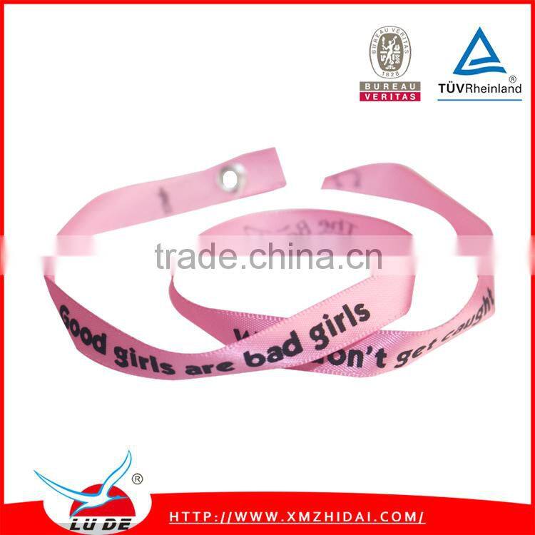2015 wholesale custom printed personality satin ribbon bracelet