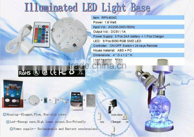 Wholesale art and craft supplies wedding party supplies led bottle glorifier with 9pcs SMD LED