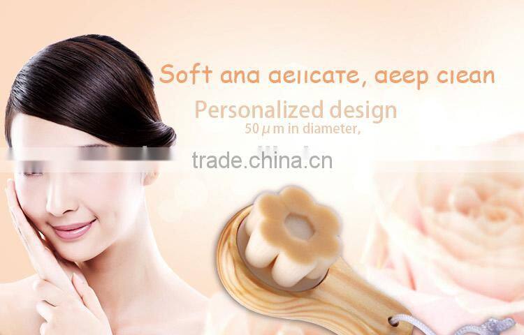 New design portable wooden handle facial cleansing brush