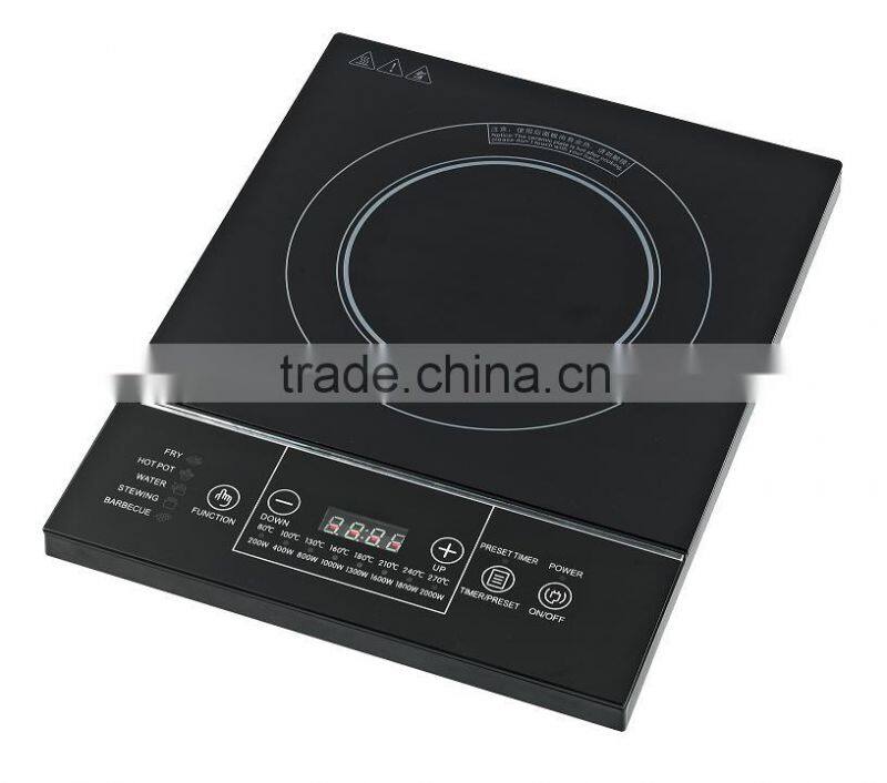 110v ETL certificate Chinese black crystal panel Timer function induction cooker