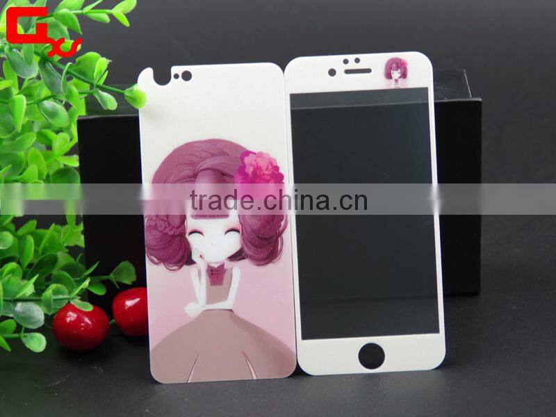 beautiful cartoon mobile phone protective case front and back tempered glass screen protector for iphone 5