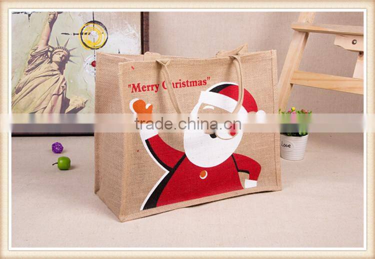 Christmas series printing jute bag