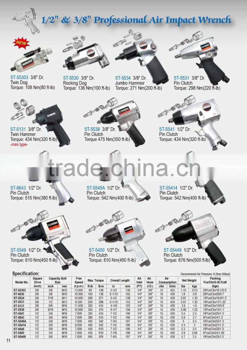 3/8" Professional Twin Hammer Mini Air Impact Wrench