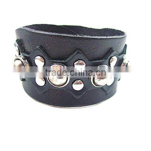 Wide Punk Rivet Fashion Man's Leather Belt Bangle Bracelet