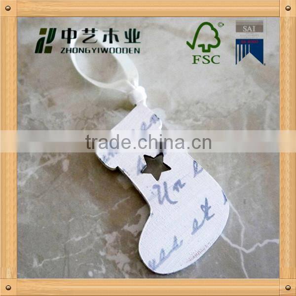 Laser cutting white painted small recycled wooden Christmas tree crafts