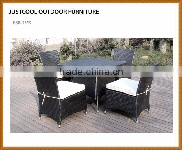 Deluxe Half Round PE Rattan Outdoor Table with Chairs Garden 6-Seater Dining set