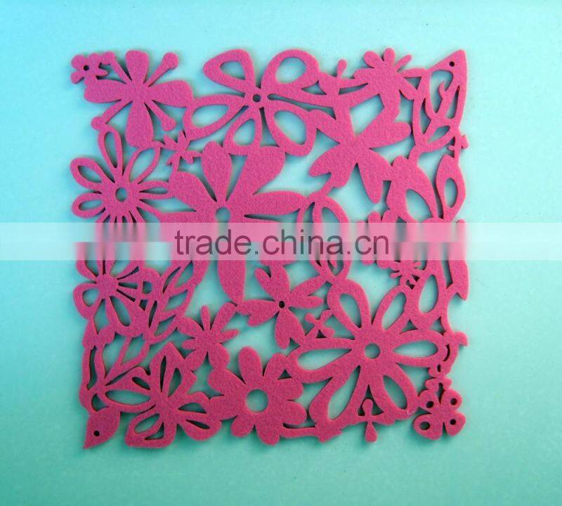 square size New flower felt hot food table dishes mat home dishes platemat dinner desk coaster