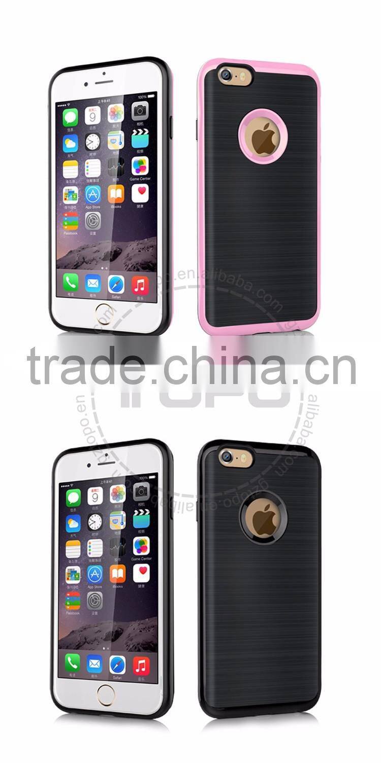 2in1 pc tpu wire drawing phone back cover Korean style shockproof Strip pattern Slim Armor hard plastic case for iphone 6 6s