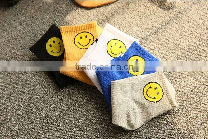 Product Description Korea Harajuku cartoon smiley face cotton sport socks, retro socks two bars socks,Children socks,Kids socks