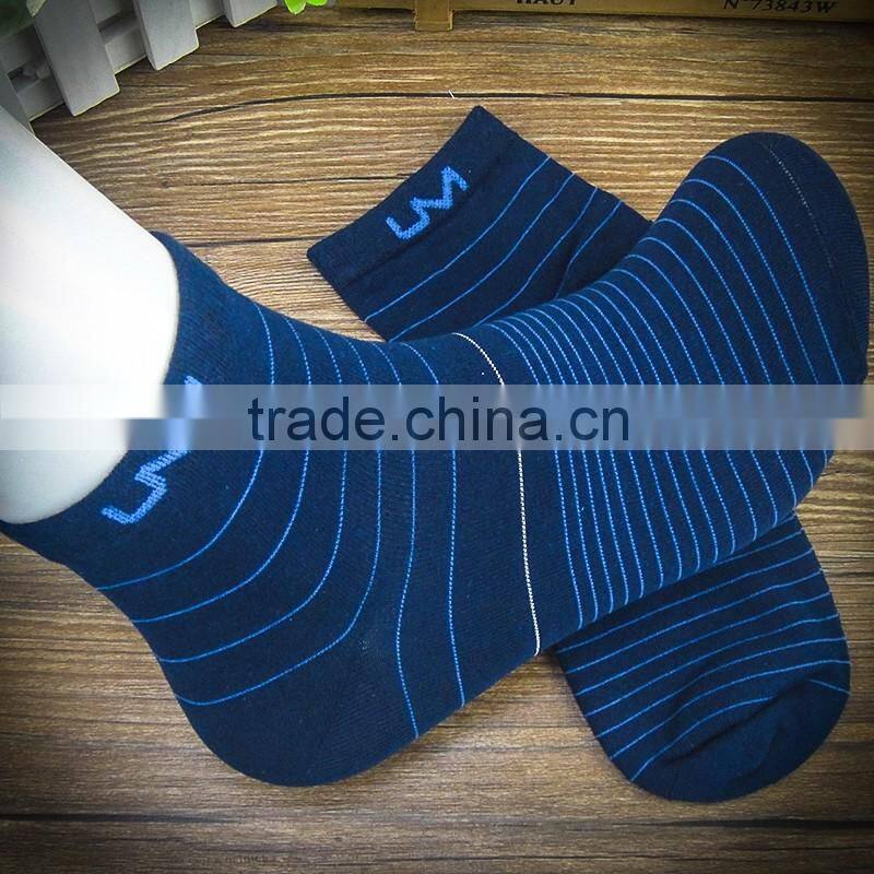 factory wholesale custom cartoon girl stripe dark blue color tight socks cotton for men