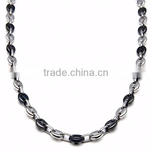 Yiwu Factory Stainless Steel Mens Jewelry Sets Two Tone Chain Necklace Black Vintage Bracelet